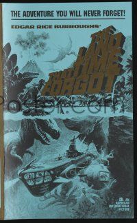 5h738 LAND THAT TIME FORGOT pressbook '75 Edgar Rice Burroughs, wonderful dinosaur art!