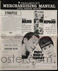 5h833 PARIS WHEN IT SIZZLES pressbook64 Audrey Hepburn w/gun & barechested William Holden in France!