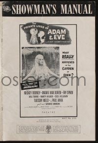 5h846 PRIVATE LIVES OF ADAM & EVE pressbook '60 art of sexy Mamie Van Doren & devil Mickey Rooney!