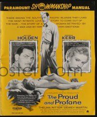 5h849 PROUD & PROFANE pressbook '56 William Holden & Deborah Kerr, romance in World War II!