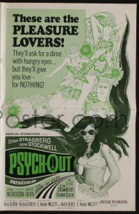 5h851 PSYCH-OUT pressbook '68 AIP, psychedelic drugs, sexy pleasure lover Susan Strasberg!