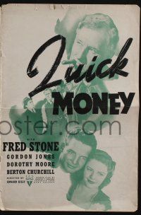 5h853 QUICK MONEY pressbook '37 Fred Stone, Dorothy Moore, Gordon Jones!, Berton Churchill