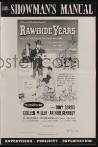 5h857 RAWHIDE YEARS pressbook '55 poker playing Tony Curtis, sexy Colleen Miller & Arthur Kennedy!