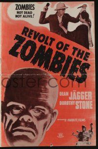 5h861 REVOLT OF THE ZOMBIES pressbook R47 cool artwork, they're not dead and they're not alive!