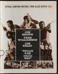 5h945 THREE THE HARD WAY pressbook '74 art of Jim Brown, Fred Williamson & Jim Kelly!