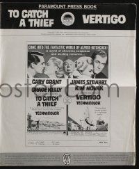 5h951 TO CATCH A THIEF/VERTIGO pressbook '63 Alfred Hitchcock shown, Grant, Kelly, Stewart & Novak!