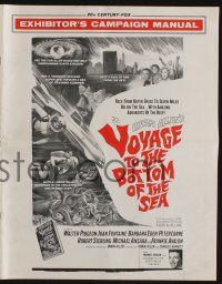 5h978 VOYAGE TO THE BOTTOM OF THE SEA pressbook '61 fantasy sci-fi art of scuba divers & monster!