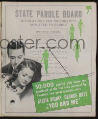 5h996 YOU & ME pressbook '38 Fritz Lang film noir starring Sylvia Sidney & George Raft!