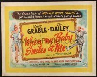 5j834 WHEN MY BABY SMILES AT ME English 1/2sh '48 stone litho image of Betty Grable & Dan Dailey!