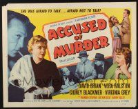 5j434 ACCUSED OF MURDER 1/2sh '57 cool sexy girl and gun noir image, she battled for life & love!