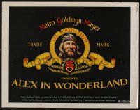 5j438 ALEX IN WONDERLAND 1/2sh '71 wild image of Donald Sutherland in MGM logo parody!