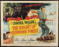 5j452 BANDIT OF SHERWOOD FOREST red title style 1/2sh '45 art of Cornel Wilde wearing tights!