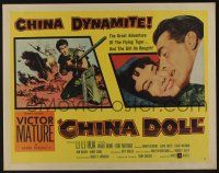 5j515 CHINA DOLL style A 1/2sh '58 cool art of Flying Tiger Victor Mature with huge machine gun!
