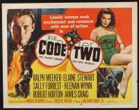 5j526 CODE TWO style A 1/2sh '53 sexy lonely Elaine Stewart seeks romance with Ralph Meeker!