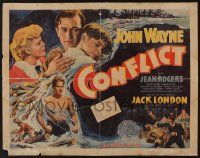 5j528 CONFLICT 1/2sh '36 John Wayne romancing & punching, from the novel by Jack London!