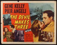 5j548 DEVIL MAKES THREE style B 1/2sh '52 Gene Kelly & Pier Angeli in post-World War II France!
