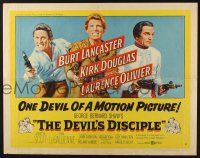 5j549 DEVIL'S DISCIPLE style B 1/2sh '59 Burt Lancaster, Kirk Douglas & Laurence Olivier!