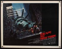 5j563 ESCAPE FROM NEW YORK 1/2sh '81 Carpenter, art of handcuffed Lady Liberty by Watts!