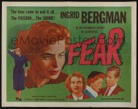 5j568 FEAR 1/2sh '56 close-up art of Ingrid Bergman, Roberto Rossellini's La Paura!