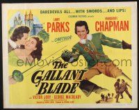5j586 GALLANT BLADE style A 1/2sh '48 swordsman & lover Larry Parks & Marguerite Chapman in France!