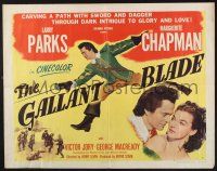 5j587 GALLANT BLADE style B 1/2sh '48 swordsman & lover Larry Parks & Marguerite Chapman in France!
