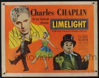 5j681 LIMELIGHT orange style 1/2sh '52 aging Charlie Chaplin & pretty young Claire Bloom!