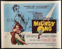 5j703 MICKEY ONE 1/2sh '65 artwork of Warren Beatty, the name of the game is Mickey!
