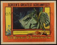 5j758 REVENGE OF FRANKENSTEIN 1/2sh '58 Peter Cushing in the greatest horrorama, cool monster art!