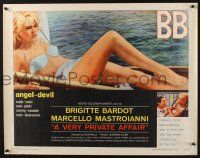 5j825 VERY PRIVATE AFFAIR 1/2sh '62 Louis Malle's Vie Privee, c/u of sexiest Brigitte Bardot!