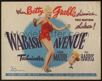 5j827 WABASH AVENUE style B 1/2sh '50 Betty Grable & Victor Mature, cool musical artwork!