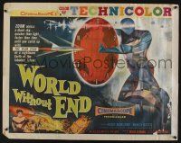 5j844 WORLD WITHOUT END style B 1/2sh '56 CinemaScope's first sci-fi thriller, incredible art!