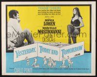 5j845 YESTERDAY, TODAY & TOMORROW 1/2sh '64 sexy Sophia Loren, Marcello Mastroianni, De Sica