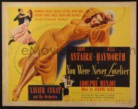 5j846 YOU WERE NEVER LOVELIER style B 1/2sh '42 full art of sexiest Rita Hayworth & w/Fred Astaire!