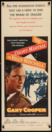 5j086 COURT-MARTIAL OF BILLY MITCHELL insert '56 c/u of Gary Cooper, directed by Otto Preminger!