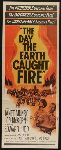 5j094 DAY THE EARTH CAUGHT FIRE insert '62 Val Guest sci-fi, the most jolting events of tomorrow!