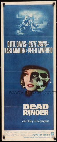 5j095 DEAD RINGER insert '64 creepy close up of skull & Bette Davis, who kills her own twin!