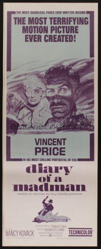 5j098 DIARY OF A MADMAN insert '63 Vincent Price in his most chilling portrayal of evil!