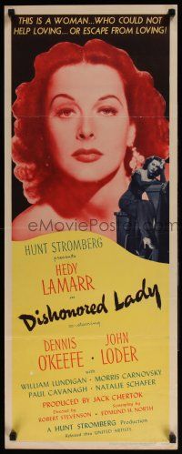 5j099 DISHONORED LADY insert '47 full-length art of sexy Hedy Lamarr who could not help loving!
