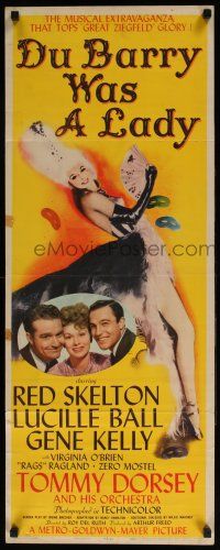 5j104 DU BARRY WAS A LADY insert '43 Red Skelton, Gene Kelly & Lucille Ball, wonderful art!