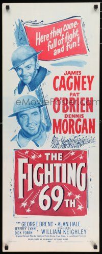 5j114 FIGHTING 69th insert R56 great art of WWI soldiers James Cagney, Pat O'Brien & George Brent!