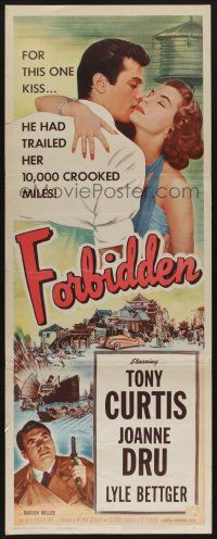 5j120 FORBIDDEN insert '54 only Joanne Dru could give Tony Curtis the kind of love he needed!