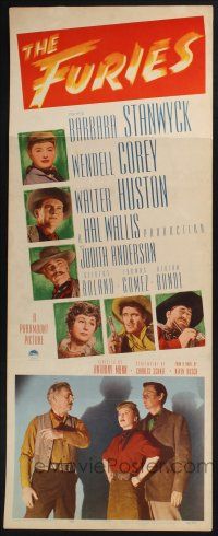 5j126 FURIES insert '50 Barbara Stanwyck, Wendell Corey, Walter Huston, Anthony Mann directed!