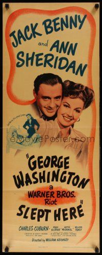 5j129 GEORGE WASHINGTON SLEPT HERE insert '42 Ann Sheridan & Jack Benny, Hart & George S. Kaufman