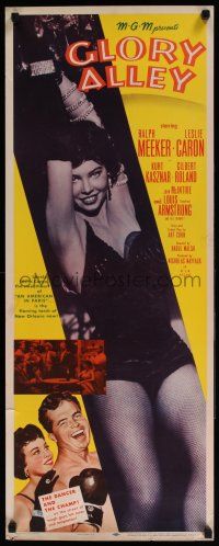 5j134 GLORY ALLEY insert '52 boxer Ralph Meeker, super-sexy Leslie Caron, Louis Armstrong!