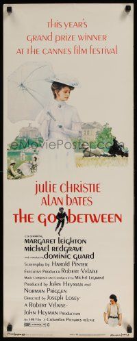 5j135 GO BETWEEN insert '71 artwork of Julie Christie with umbrella, directed by Joseph Losey!