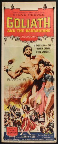 5j139 GOLIATH & THE BARBARIANS insert '59 art of Steve Reeves with sexy Chelo Alonso!