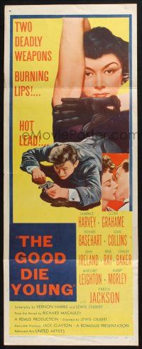 5j140 GOOD DIE YOUNG insert '54 sexy Gloria Grahame has 2 deadly weapons, burning lips & hot lead!