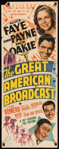 5j142 GREAT AMERICAN BROADCAST insert '41 Alice Faye, John Payne, Jack Oakie, Cesar Romero!