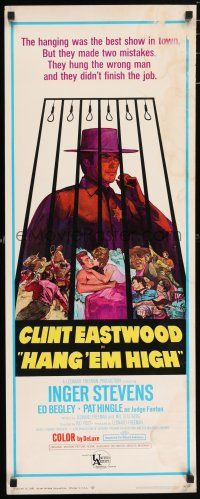 5j149 HANG 'EM HIGH insert '68 Clint Eastwood, they hung the wrong man, cool art by Kossin!