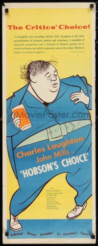 5j161 HOBSON'S CHOICE insert '54 David Lean, great Al Hirschfeld art of Charles Laughton!